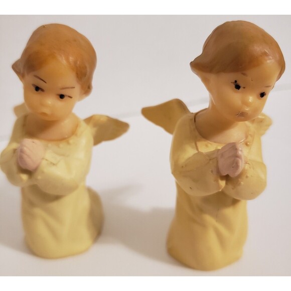Vintage 1975 Christmas Wilton Praying Plastic Angel Decorations Pair Hong Kong - Picture 1 of 8